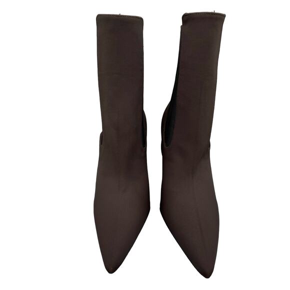 NEW Good American Women’s Pointed Toe Neoprene Chelsea Booties Brown Size 6.5 - Picture 3 of 10